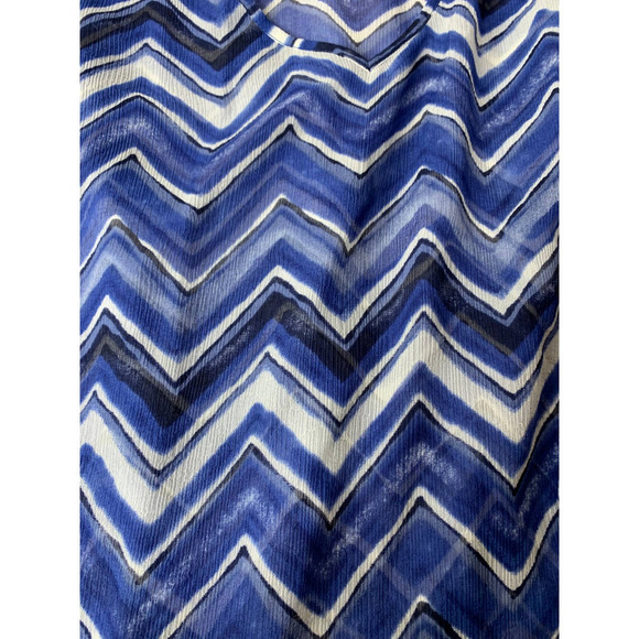 NWOT Lucky Brand Sheer 100% Silk Boho Blouse Blue and white Size XL - Picture 4 of 6